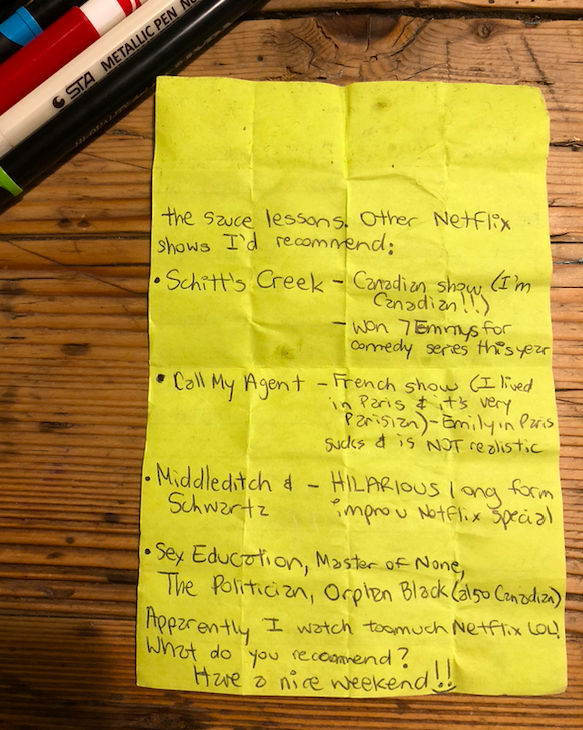 Finding a penfriend who also binges on home cooking and Netflix = lucking out