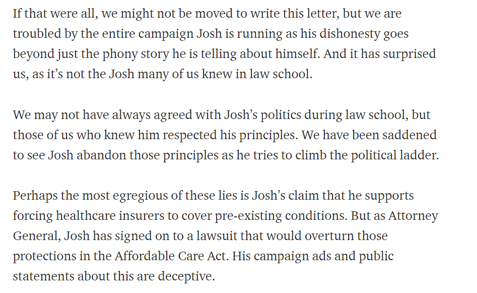 In the letter, his former peers pointed out his hypocrisy in railing against the coastal elite class of which he is a part.They note that his dishonesty goes beyond simply the phony story he is telling about himself on the campaign trail--that he abandoned his principles.37/