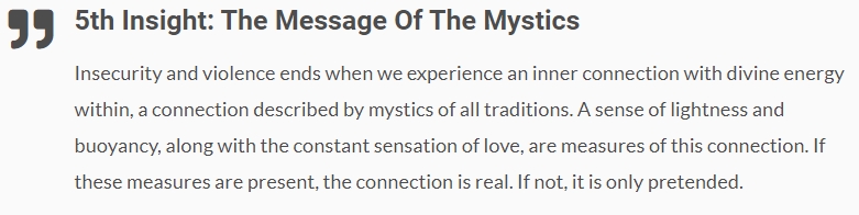 But what is the alternative? Once we re-establish our divine connection through unconditional self-love, we have access to unlimited energy overflowing our being, as the 5th insight of the Celestine Prohecy explains: