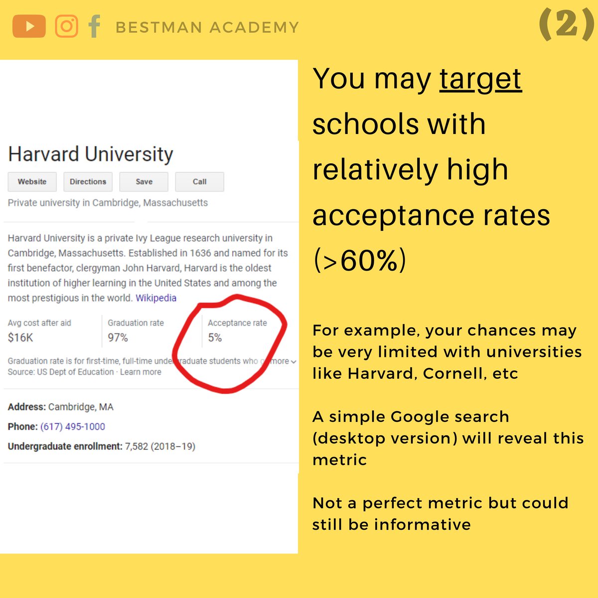 Not a perfect metric but gives a rough idea: University Acceptance rates 