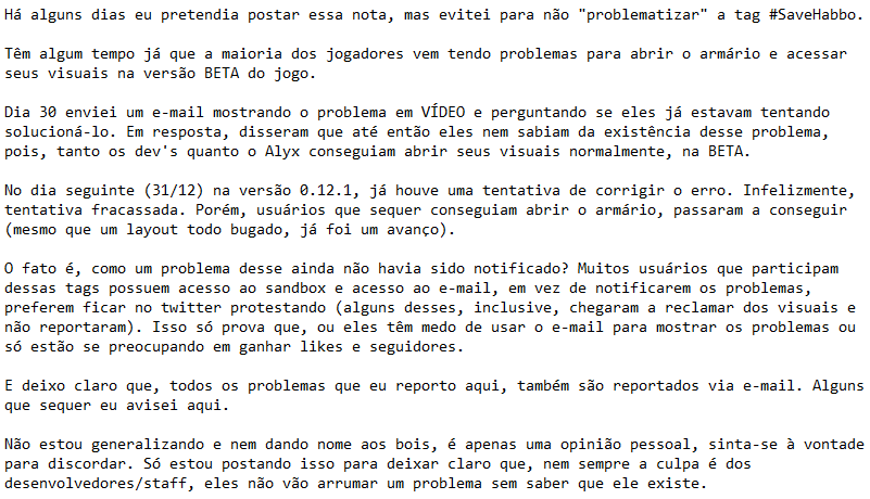 Raramente posto algo aqui, mas fiz questão de escrever isso. É apenas uma opinião pessoal minha.