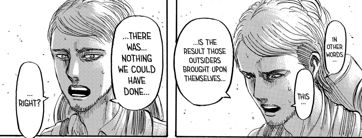 He's the one who realized in 124 that Eren went with genocide because he rejected the other two alternatives available, which were Zeke's euthanasia and the 50 year plan that sacrificed Historia