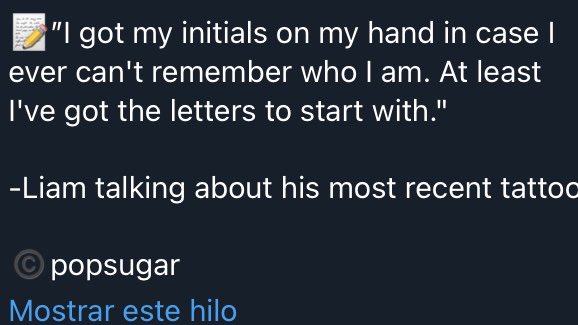 not knowing who he is (he talked about this many other times, the most recent was yesterday, and it caused many discussions bc people took it as a joke)interview:  https://www.google.es/amp/s/www.popsugar.com/beauty/liam-payne-tattoo-scent-interview-48080676/amp