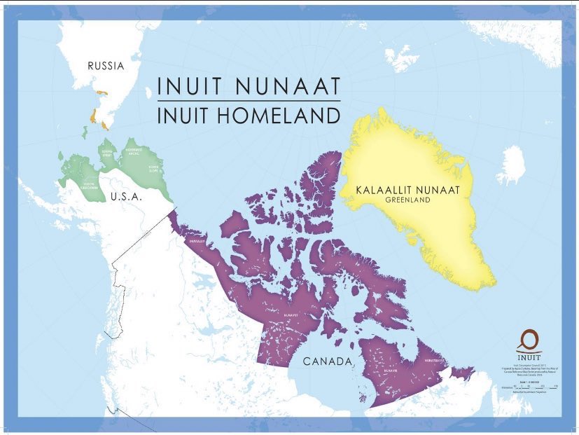 oh, little thing to add: i’ve been called Alaskan and Canadian before because i’m an Inuk but here’s an Inuit Nunaat map from Inuit Circumpolar Council! Inuit Nunaat spans in 4 countries and isn’t just Canada and Alaska! includes Greenland and parts of Russia (Siberia) too!