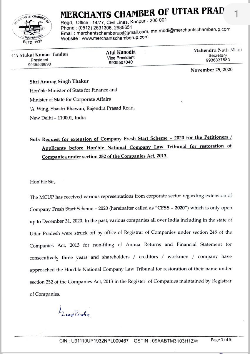 muglikar_'s tweet photo. Good morning 🌞
Apologies to all my followers for continuously speaking about CFSS and LLP scheme on my TL. It's a pain point hence all I can think of it now is that.

UP Merchant Association writes to @nsitharaman 

Hope she listens to industry. #Extend_CFSS https://t.co/11lTeIyxhx