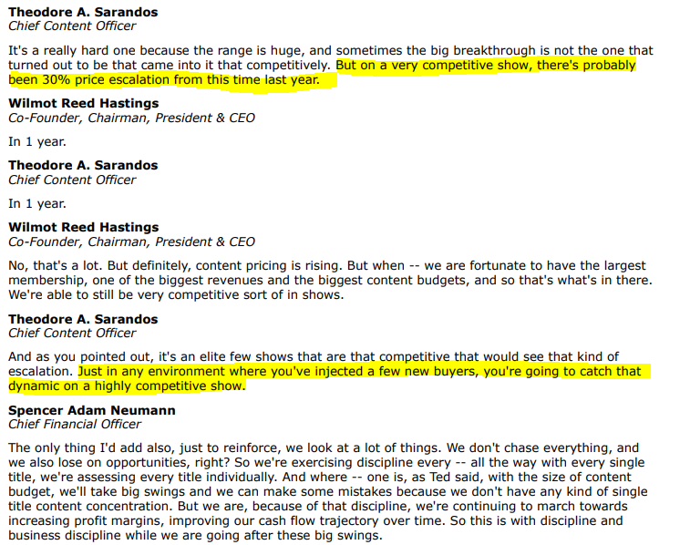 3/ Not only will streaming drive volume growth, but it will also allow  $TBRD to better monetize their owned IP while seeing pricing benefits. In a Q3 2019 earnings call,  $NFLX stated there had been a 30% increase in price for top content.