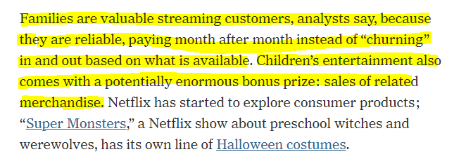 5/ Finally,  $TBRD is well positioned in the markets that are getting the most attention: kids/fam content as well as factual content. Why is this important for streamers? These make up the core "family bundle", which drives retention, as it provides content for the entire fam.