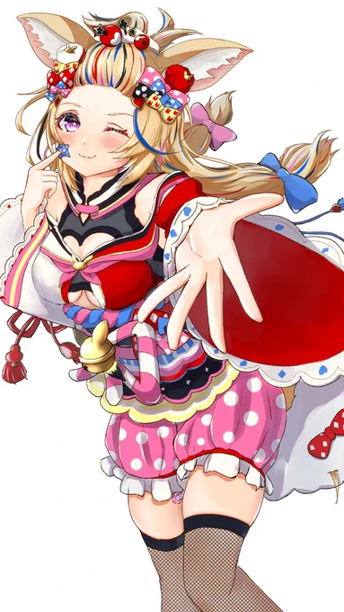 ポルカちゃんらしい可愛らしい装飾がいっぱいで描いてて楽しい。推しの作画コストが高いのはご褒美でしかなかった!?こうましろ先生、素敵な衣装ありがとうございます。 #絵まる #ホロライブ正月衣装 
