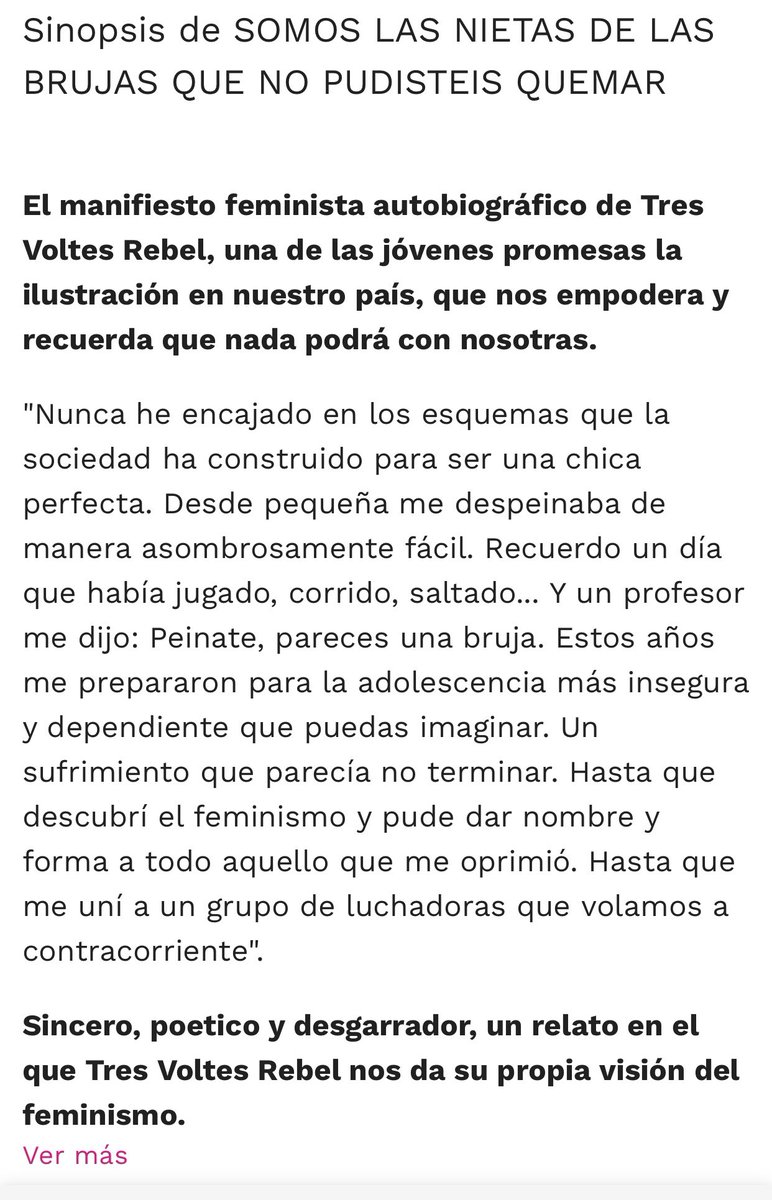 paolazavalam's tweet photo. 🗣|Recomendación de📖:”Somos las nietas de las brujas que no pudisteis quemar”- #AmeSoler(TresVoltesRebel). Nace x imposición de adolescencia con esquemas preestablecidos donde no estar peinada era parecer1️⃣bruja 🧙🏻♀️y #feminismo es la forma de lucha contracorriente de esa opresión https://t.co/cH7M4iXN4y