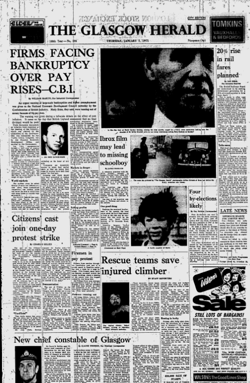 16 Another thing that would shock now was how swiftly the disaster faded from the headlines. Just five days later Glasgow's press had found other matters to focus on