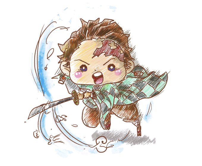 トミー(4コマの人)さんがTwitterに投稿した竈門炭治郎(鬼滅の刃)のイラスト。