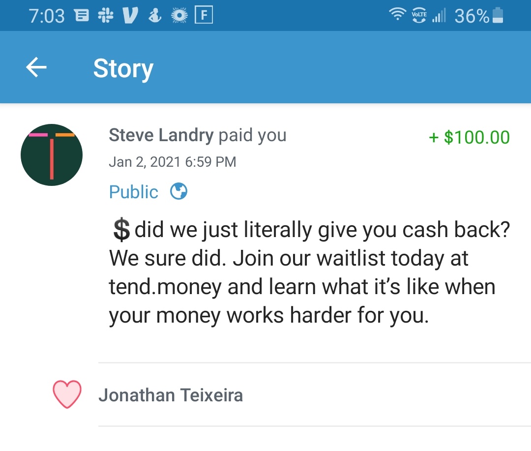 It works! <a href="/tendmoney/">Tend</a>'s Discount Money Store is real!