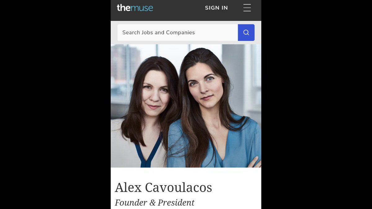 Prior to founding The Muse, Alex Cavoulacos was a management consultant at McKinsey & Company. She graduated from Yale University, and is an alumna of Y Combinator...Scroll thread below for more on Y Combinator...  https://twitter.com/Shorty56167141/status/1284529122602098688?s=20