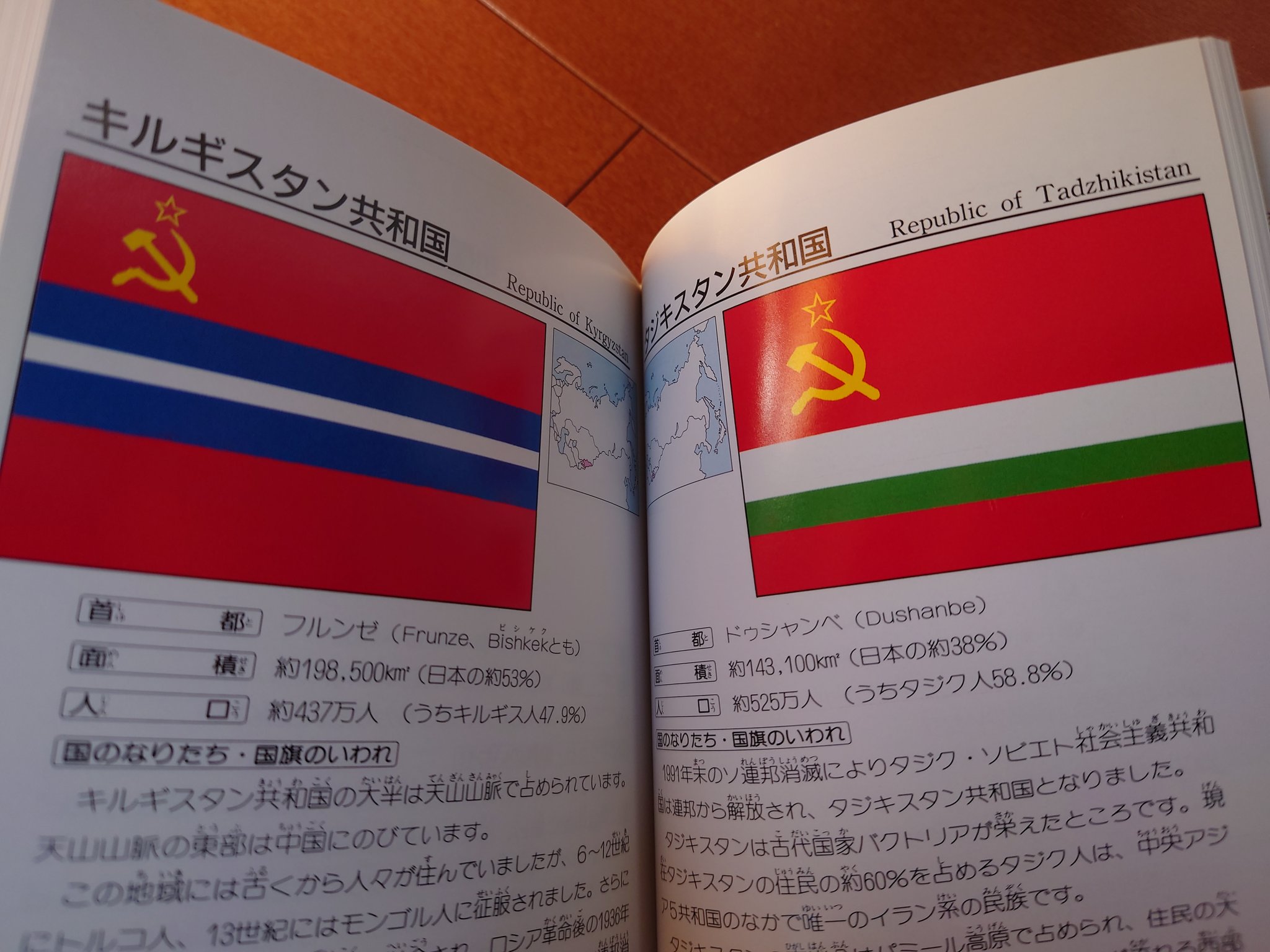 ハタ坊 古い国旗本を入手 世界の国旗 森重民造 著 偕成社 今回 入手したのは第5版5刷 1992年7月版 前年の ソ連崩壊から間も無い時点でのデータで 一部地域では旧ソ連時代の国旗がまだ流用されています 同書籍は 改訂ごとに収集しており14冊目