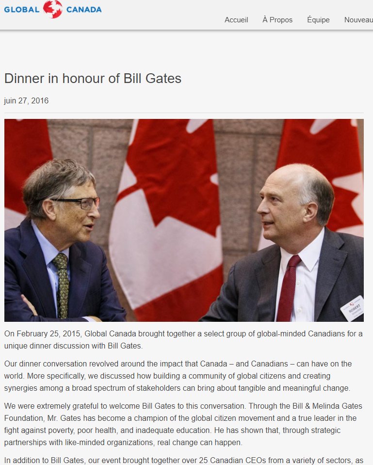 Global Canada hosted Bill Gates for an honorary dinner in February 2015, shortly after its founding. Here are Mr. Gates and Mr. Greenhill together…