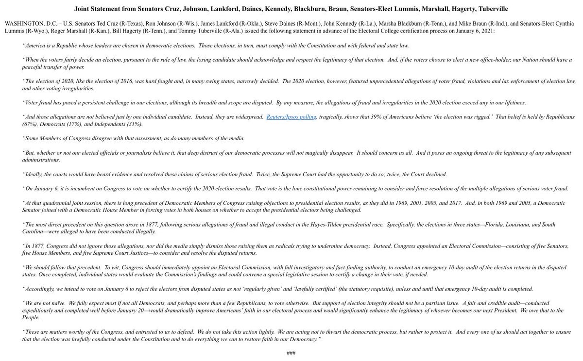 John Nichols On Twitter Ron Johnson And Ten Other Seditious Senators Announce They Will Support Challenges To The 2020 Presidential Election Results These Challenges Propose To Disenfranchise Tens Of Millions Of American