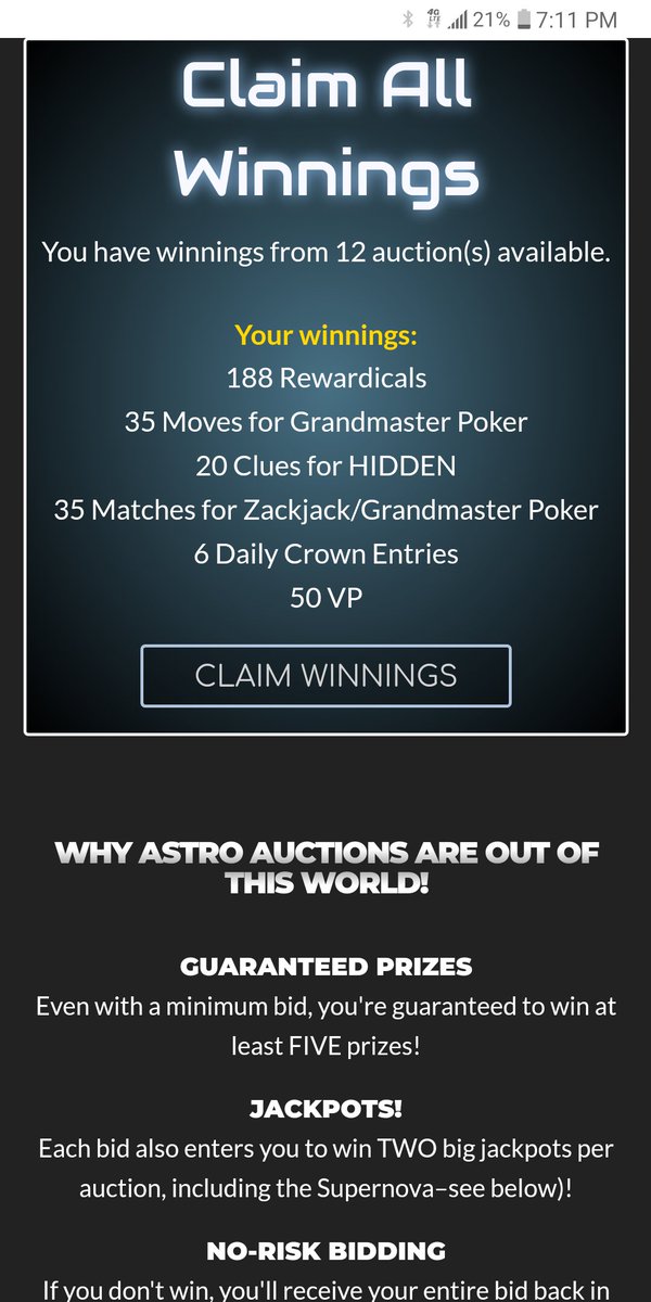S_F_Warriors's tweet photo. I claim my #prizes almost twice a day. I usually claim them when I am working the tabs. But I #Bid #AstroAuctions all day around the clock because I am a #VIP and bid in every auction every day. I use Auto Bid so whenever a new auction starts my bid is placed automatically https://t.co/P6QDqzMlxC