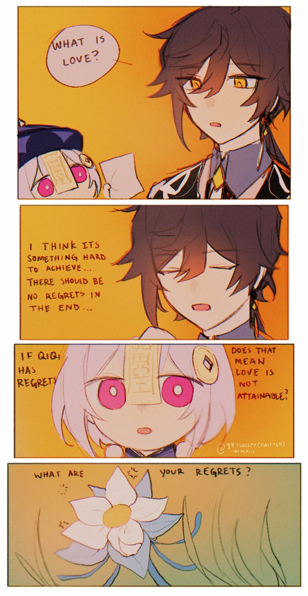 999sleepy's tweet image. A conversation between two people who have a second shot at living 🥺

#GenshinImpact #原神
