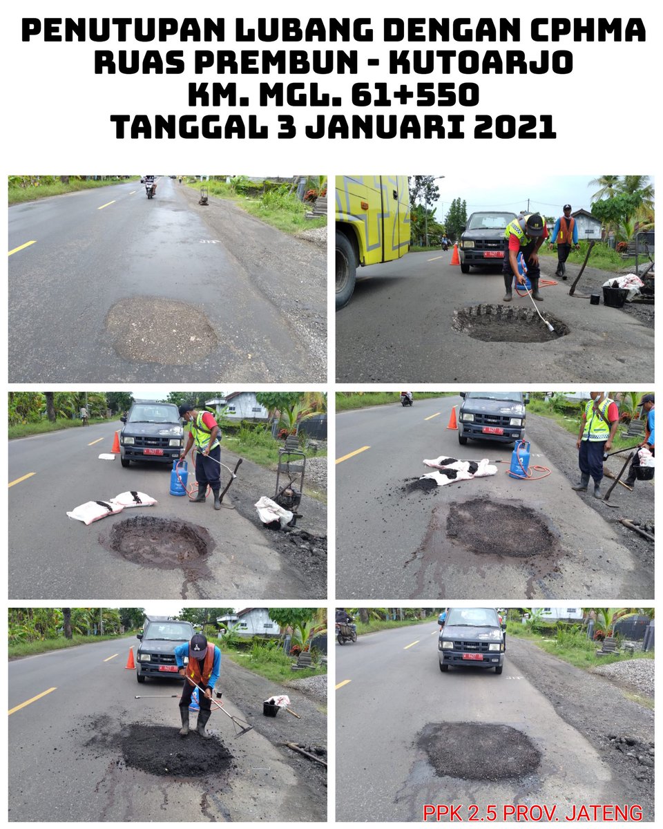 Kegiatan Tim penutup lubang PPK 2.5 Prov. Jateng di hari Minggu tanggal 3 Januari 2021. 
<a href="/ganjarpranowo/">Ganjar Pranowo</a>
@bbpjnjatengdiy 
@dpubmckjateng 
<a href="/bpj_magelang/">BPJ Wil Magelang #JalanCantik #JatengGayeng</a>
