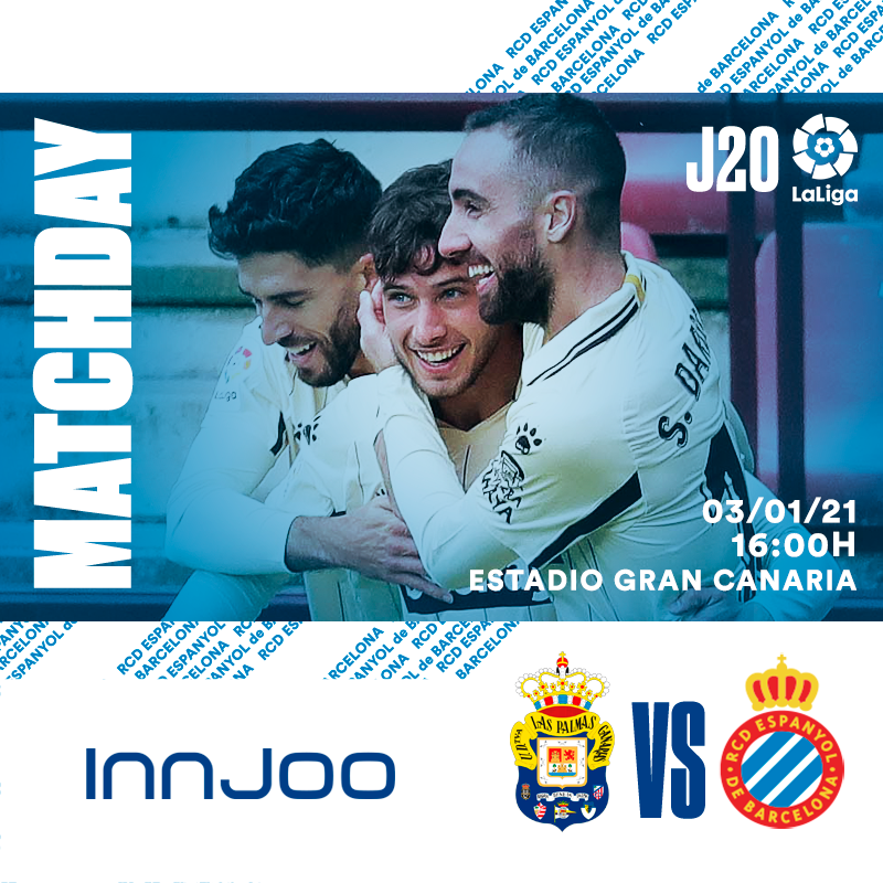 RCDEspanyol's tweet photo. ⚽ 𝗠𝗔𝗧𝗖𝗛𝗗𝗔𝗬

@UDLP_Oficial  🆚 @RCDEspanyol 

🕓 16h

🏟 Estadio Gran Canaria

📺 @vamos 

#RCDE | #LasPalmasEspanyol