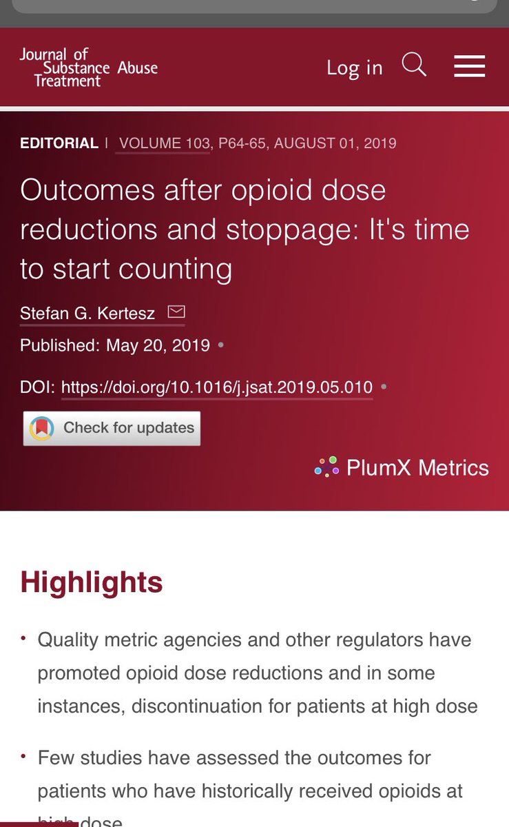 7/This 2019 editorial in  @ASAMorg Journal of Addiction Med delivers a simple plea: that we start measuring the outcomes of prescription policies  https://www.journalofsubstanceabusetreatment.com/article/S0740-5472(19)30280-6/fulltext
