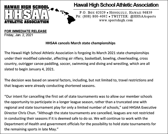 HHSAA to forego Match state tournaments dlvr.it/RppHm5