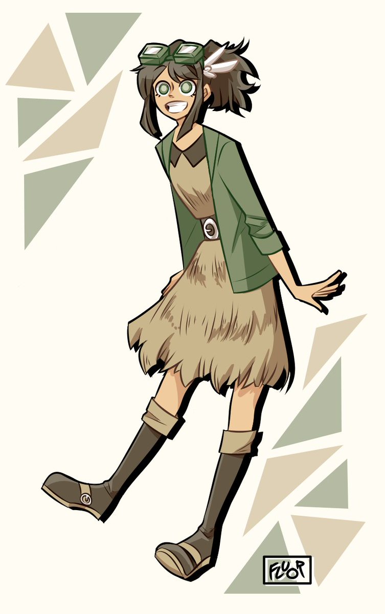 Starting the new year by redrawing some old OCs of mine. This is a vaguely birdish 14-year-old pilot girl from 2012 
