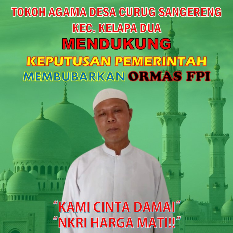 PolsekKelapaDua's tweet photo. Tokoh Agama Ds. Curug Sangereng Kec. Kelapa Dua mendukung keputusan Pemerintah membubarkan Ormas FPI.

#KamiCintaDamai
#NKRIHargaMati https://t.co/KHhf8yN0r6