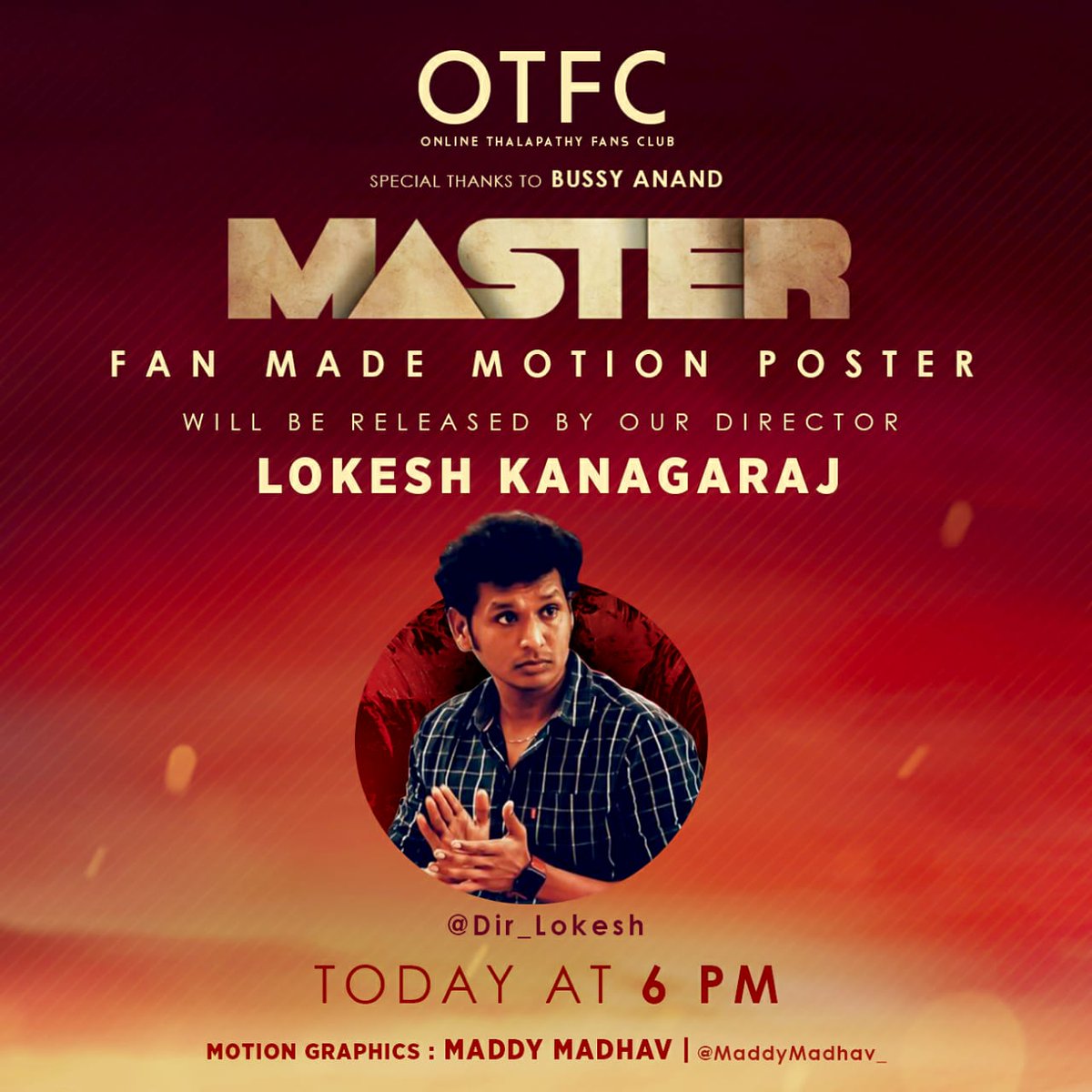 Pascaljp28's tweet photo. A Special Fanmade #MasterMotionPoster๐ฅ๐ฅ
by @OTFC_Off ๐๐
Released by @Dir_Lokesh ๐๐ Today At 6pm
Koluthugada..๐ฅ๐ฅ๐ฅ๐ฅ @VijayFansTrends
#MasterFilm #MasterPongal
#เฎฎเฎพเฎธเฏเฎเฎฐเฏ https://t.co/PE9ULTF1a0