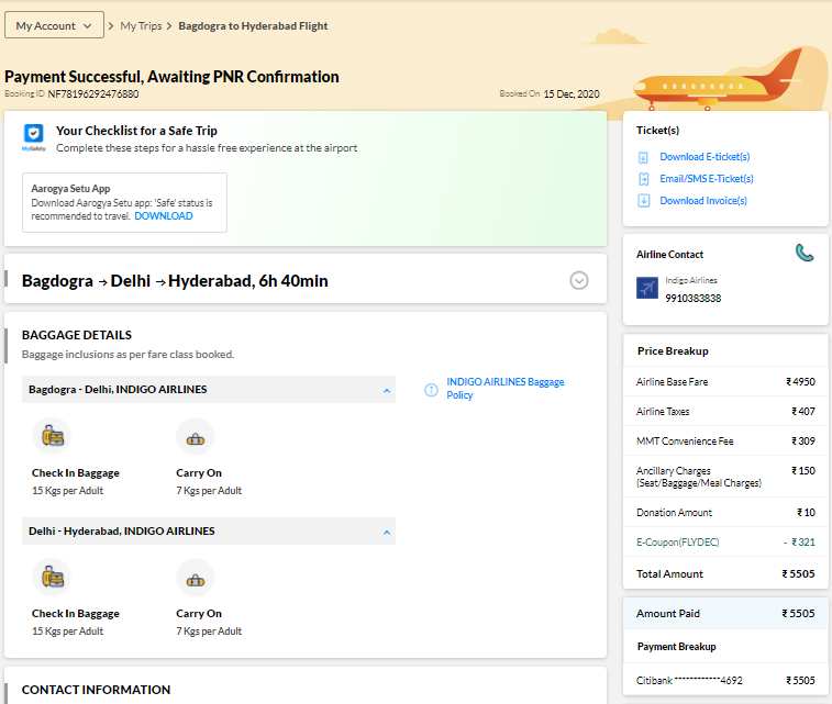 9rahulcool's tweet photo. @makemytrip @makemytripcare 
What kind of a software setup do you have?
I booked my flight on 15th Dec for 21st December. But Since 15th Dec to date it is still saying PNR awaiting.
Your system is also sending an email of E ticket today of 21st December. Please refund. https://t.co/04RAYepqjv