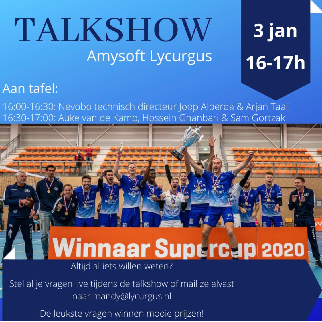 LycurgusVolley's tweet photo. 🏐💪🏻Vanmiddag om 16.00 uur de online #Amysoft Lycurgus talkshow met coach @ArjanTaaij technisch directeur @nevobo @volleybalnl @joopalberda @Samooos @Hossein13h en Auke van de Kamp. Tune in via deze link👉🏼 https://t.co/q0Y67YNWyC #SAMEN. #Nedmag #2join #diepzeekonijn https://t.co/VaWBgZtfAt
