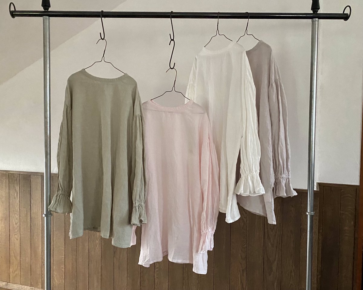 ネストローブ リネン近江晒しラッフル袖2wayブラウス ピンク nest Robe ネストローブ リネン近江晒しラッフル袖2wayブラウス ピンク nest Robe