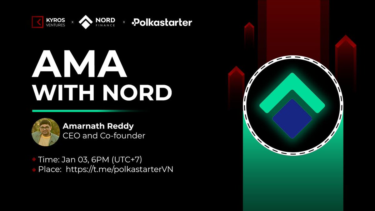 #AMA no. 3: 

Nord Finance is invited to do a AMA with @Polkastarter VN. 

Venue: t.me/polkastarterVN
AMA partner: <a href="/KyrosVentures/">Kyros Ventures</a>

🗓 January 3, 2021
⌚ 6.00 pm 🇻🇳 time
💰 $200 giveaway for winners 

Join our Vietnam community: t.me/NORDVietnam 

#RoadToNordIDO $NORD
