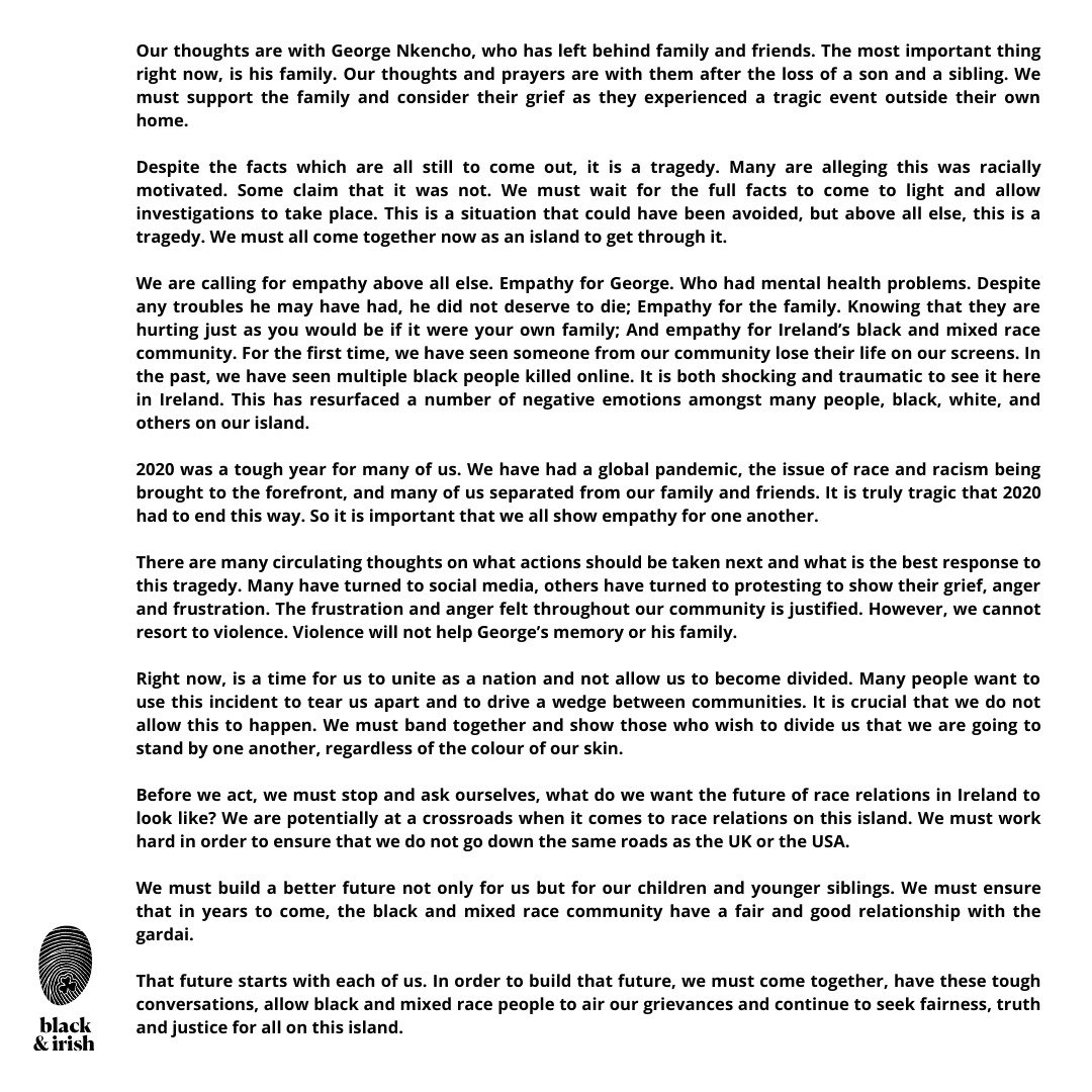 The future starts with each of us. In order to build a better future, we must come together, have these tough conversations, allow black and mixed race people to air our grievances and continue to seek fairness, truth and justice for all on this island.
.
.
#GeorgeNkencho