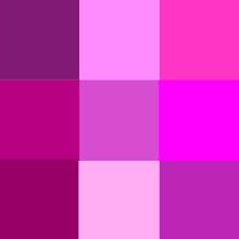 THE MYSTERY CALLED " MAGENTA "The colour phenomena known as MAGENTA was given its name by Johann Wolfgang von Goethe in the late 1700's.Comprised of 2 parts Red and 1 part Blue, this tertiary colour lies "hidden" between Red and Violet.