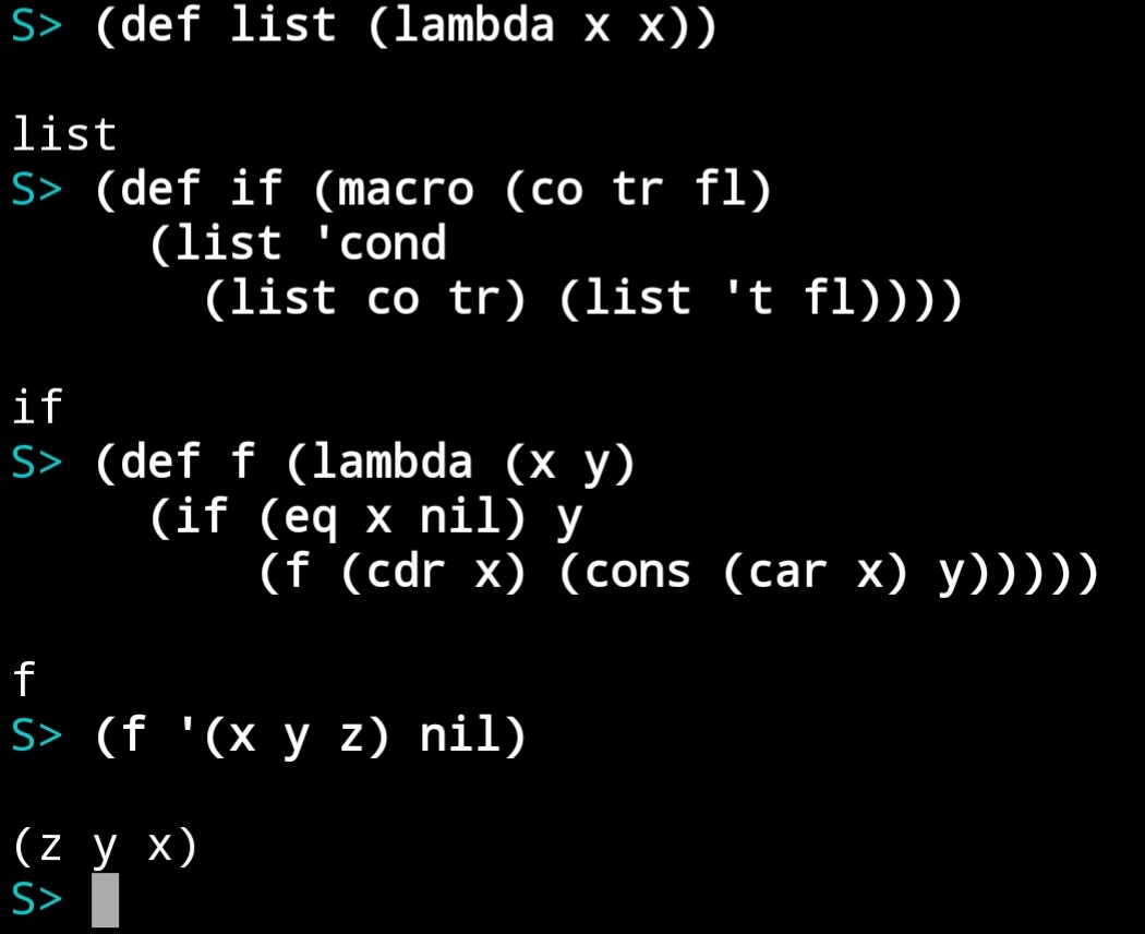 ytaki0801's tweet image. #LISP 系言語処理系のほとんどにはマクロ機能があり，#PureLISP_sh の場合はmacroがある．lambdaに似ているが，本体を二度評価することで，S式を生成してから実際の処理を行う．これにより，構文を定義することができる．添付画像の例では，S式生成のためにlistを定義・利用している． #プログラミング
