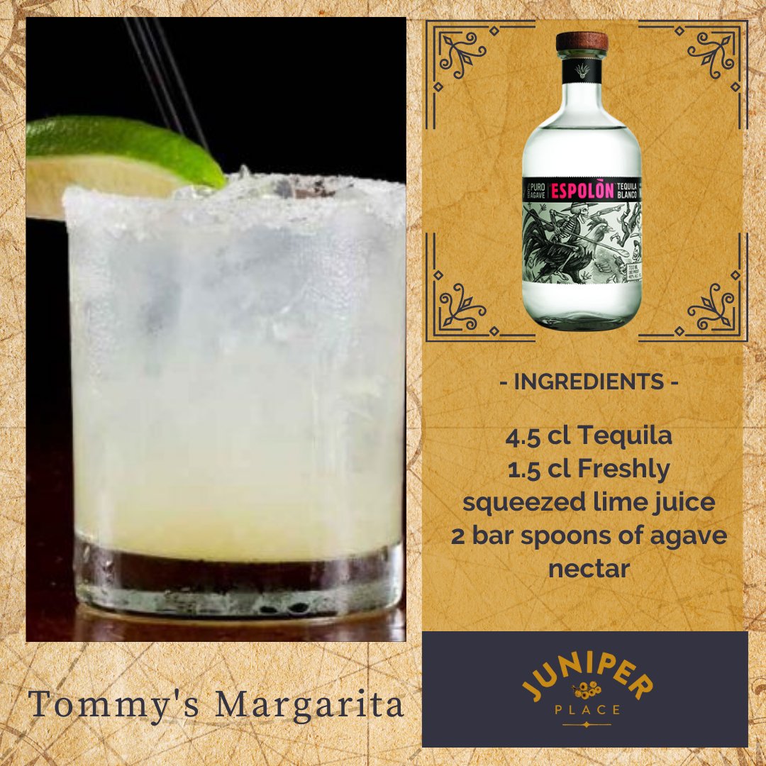 Here's how to make a Juniper Place cocktail favourite and a true modern classic - Tommy's Margarita.  Not invented by Tommy, but in 1990 by Julio Berjemo of Tommy's restaurant in San Francisco.  juniper-place.co.uk/how-to-make-to… #cocktail #juniperplace #tequila #cardiff #swansea
