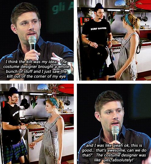 Let's just pause for a second and remind everyone that alongside with thatv outfit he was also wearing a kilt BECAUSE Jensen King Ackles decided it would be amazing.(yes sir you king of good choices)