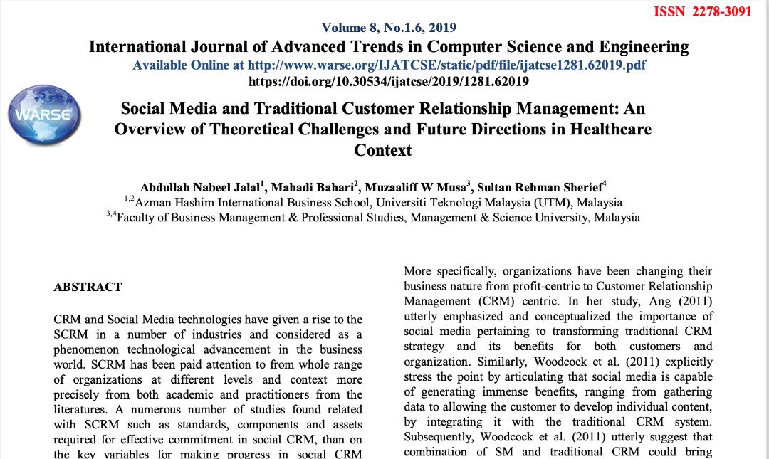 researchMSU's tweet photo. Social media redefined communication system between organisations &amp; their stakeholders. Our collaborative researchers from #MSUFBMP reviewed the theoretical challenges &amp; future directions via healthcare perspective. More here >> https://t.co/tVI640fsqC #go2MSU @MSUmalaysia https://t.co/5nBeRp8maR