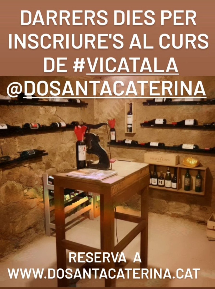 Curs de #vicatala <a href="/dosantacaterina/">Mercats amb D.O.</a>.
<a href="/incavicat/">INCAVI</a> <a href="/mdsantacaterina/">mercatsantacaterina</a>. Reserva a dosantacaterina.cat/2020/11/25/cur…