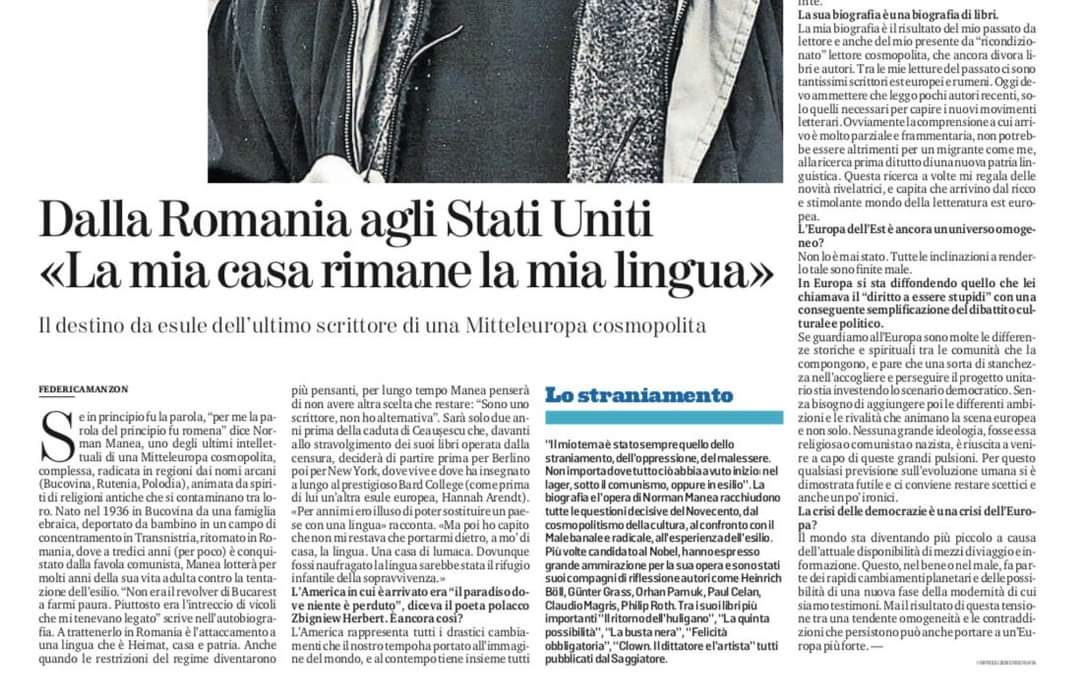 federicamanzon's tweet photo. “Non era il revolver di Bucarest a farmi paura. Piuttosto era l’intreccio di vicoli che mi tenevano legato”.

(La mia intervista a #NormanManea @ilSaggiatoreEd per @il_piccolo) https://t.co/OLlvlHFXHc