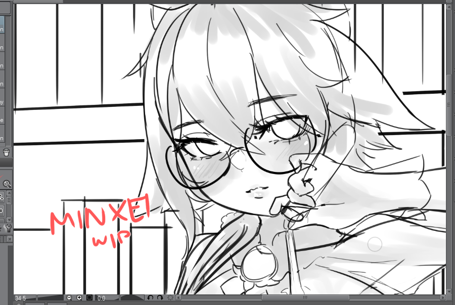First commission for 2021! : 0 
Sucrose WIP from Genshin Impact ~ u ~) / 