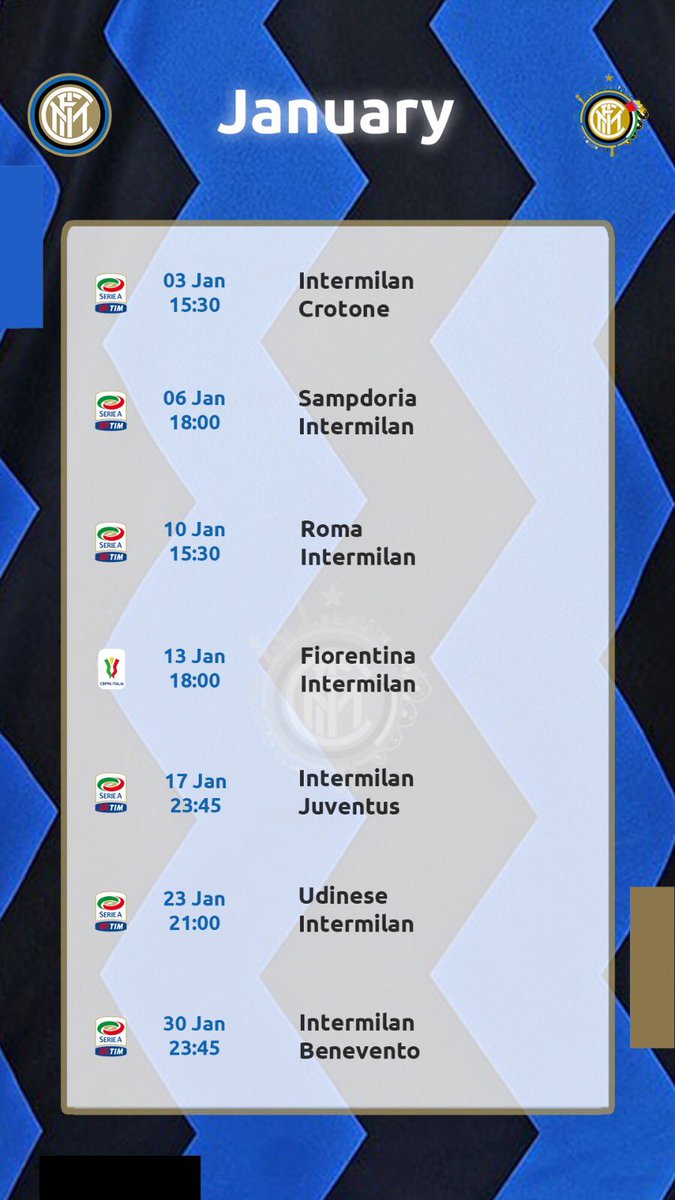 UaeInter's tweet image. مباريات الانتر في شهر يناير ..