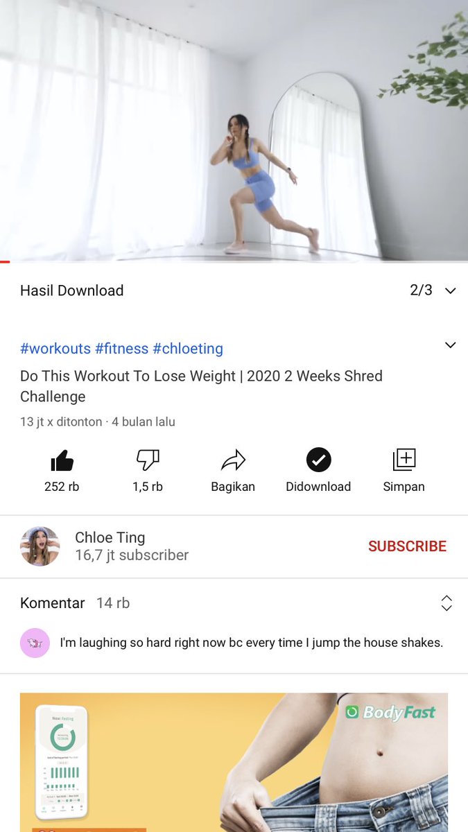 ini channel chloe thing ya. mostly 2 video ini yang sering gua jdiin tutorial wo. kadang yg satu buat pagi satunya sore. jadi meskipun diet itu hasilnya ngga kendur di kulit. dan diet sehat katanya kan ngga bikin kulit kendur wkwk