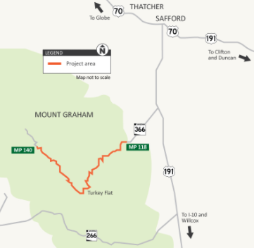 ArizonaDOT's tweet photo. ROAD WORK REMINDER: Starting Monday, repairs start on SR 366, Swift Trail on Mt. Graham. Here's what to expect as the repairs continue: https://t.co/BhTXLPyYZl

#aztraffic #mtgraham https://t.co/N50GY82uAz