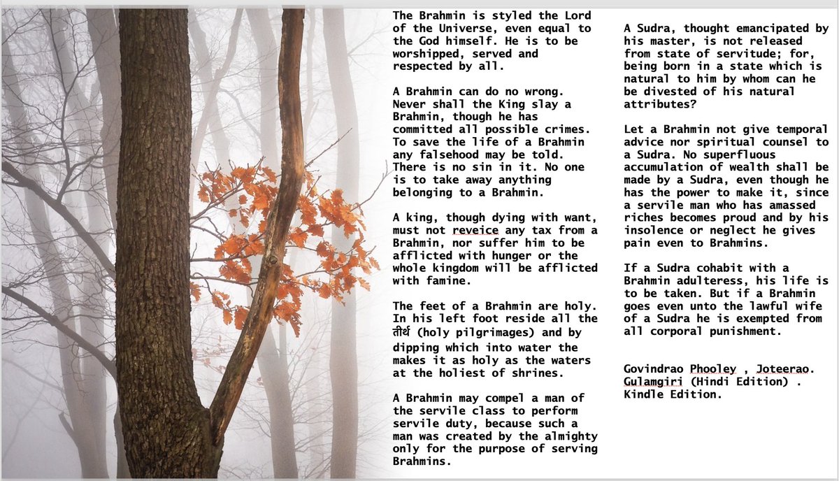 His best known works is collection of essays collected in book form called “Gulamgiri.” The essays are in old Marathi but translations into Hindi & English are available.I am going 2 give U 5 slides that extracted out the foreword that Phule wrote to his essays in Gulamgiri.