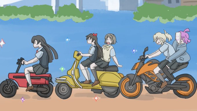 「multiple riders school uniform」 illustration images(Latest)