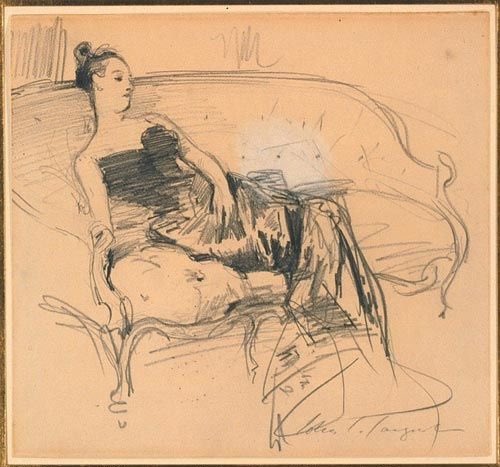 She took after for numerous social engagements when she was supposed to be sitting for Sargent. Her frustration with the whole process is best captured in this sketch Sargent did.