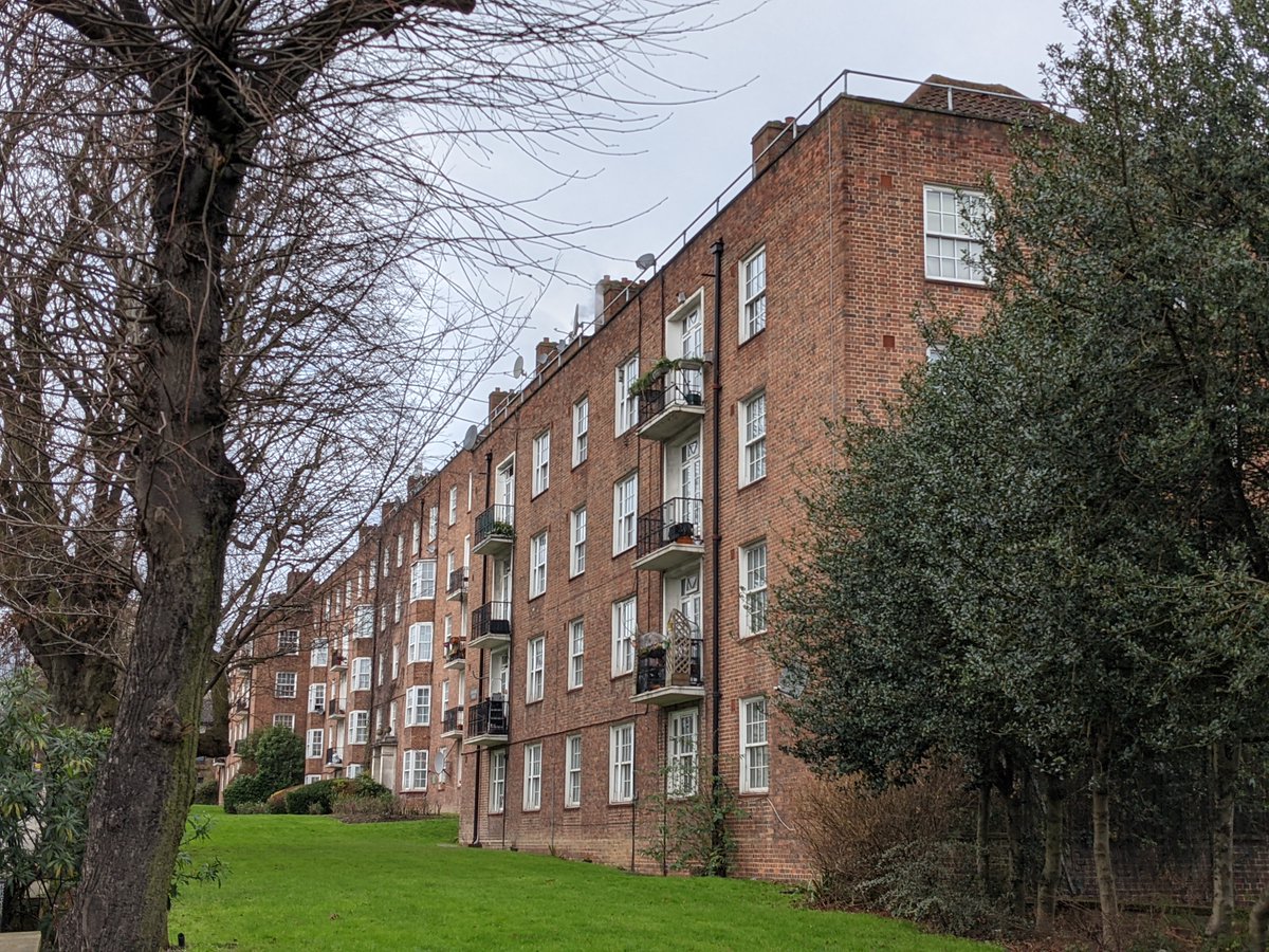 8/ Constable House, a four and five-storeyed neo-Georgian balcony-access tenement block, designed for the London County Council by Louis de Soissons in the early 1950s.