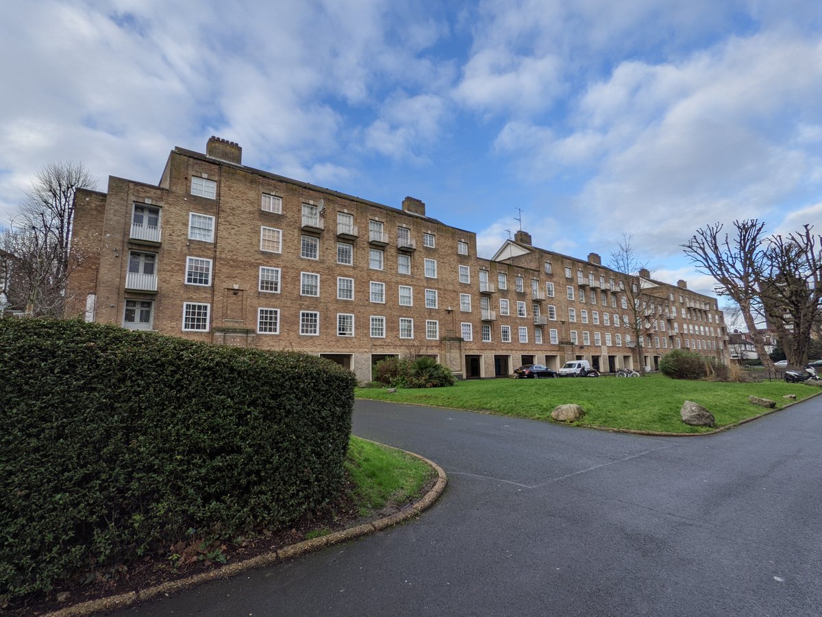 10/ Barn Field and Wood Field built in 1947-9 for Hampstead Metropolitan Borough Council and designed by Donald Hanks McMorran. Grade II-listed for their 'combination of Soanic and Scandinavian devices, producing a lean, spare but exceptionally well-proportioned classicism'.